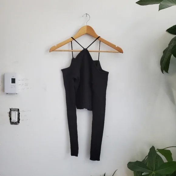 NWOT Designer Off Shoulder/ Halter Long Sleeve Cotton Knit Summer Top - Picture 3 of 3